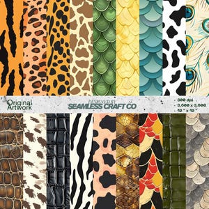 Watercolor Baby Animal Digital Paper: Seamless Wildlife Patterns (Digital Download