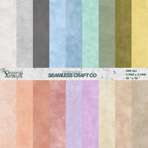 Earth Tone Seamless Paper Textures: Pastel Stone Wash Digital Backgrounds (PNG Download)