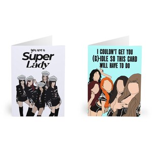 Carte de voeux Kpop inspirée d'I-DLE - K-Pop, (G)I-DLE, Super Lady, carte d'anniversaire, cadeau K-Pop, Pays imaginaire, groupe de filles - A5 et A6