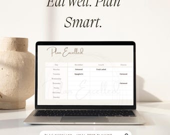 Weekly Meal Planner Template, Editable PDF, Grocery List (Instant Download)