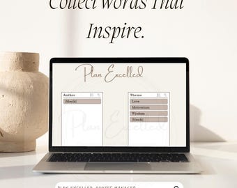 Quote Journal Excel Template | Inspiration Tracker Spreadsheet | Digital Reflection Log