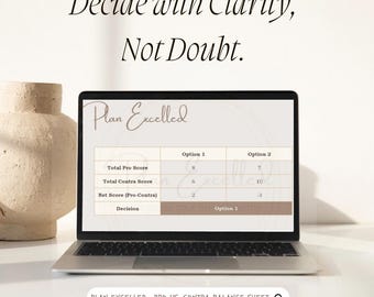 Pros and Cons Template Excel | Decision Making Spreadsheet | Choice Analysis Tool