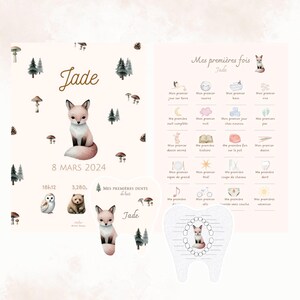 Pack naissance affiche de naissance, affiche mes première fois et carte quenottes