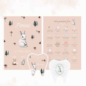 Pack naissance affiche de naissance, affiche mes première fois et carte quenottes