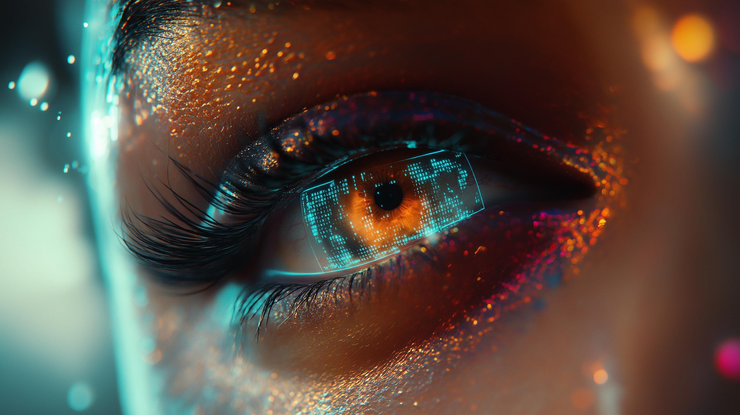 Futuristic Eyes Cyberpunk Eye Closeups With Digital HUD Glow AI Art Set ...
