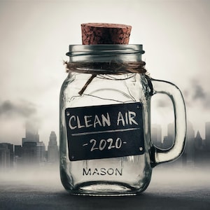 Luft aus dem Jahr 2020 im Glas – Konzeptionelle Öko-Wandkunst, Pandemie-Dekor, Umweltfotografie-Druck, Poster für saubere Luft, Geschenk zum Klimabewusstsein