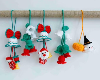 Gehaakte kerstbel kerstman muurhanger: kerstboomornament