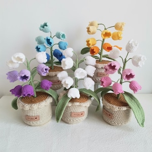Crochet lilies of the valley, Crochet Flower in Pot, Crochet Lily of the Valley, Crochet lily, Graduation Gift, Birthday Gifts for her