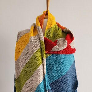 Color Block Crochet Scarf, Big Crochet Scarf, Hand Crocheted Long Scarf, Colorful Crochet Scarf