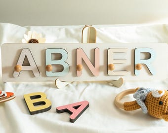 Wooden Name Puzzle Personalized,Toys For Toddler,Easter Gift For Baby,Newborn Gift,Baby Shower Gift,First Birthday Gift,Baby Girl Gift