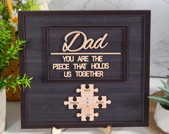 Custom Dad Puzzle Sign,Personalized Father’s Day Wooden Sign,Wood Plaque,Father&#39;s Day Gift,Grandpa Gift For Him,Gift For Dad,Daddy Gift