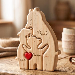 Rompecabezas personalizado de la familia de osos, regalos para el primer Día del Padre, regalo para papá primerizo de parte del bebé, decoración familiar para el primer Día del Padre, regalo para papá y abuelo.