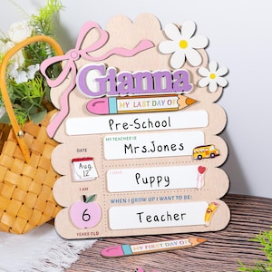 Custom First And Last Day School Sign,Back To School Sign,Kindergarten School Sign,First Day Of School Sign,Wooden School Board,Kids Gift