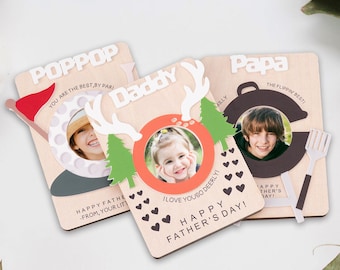 Personalized Father’s Day Fridge Magnet,Wooden Fridge Photo Magnet,Father’s Day Photo Frame,Father&#39;s Day Gift,Gift For Dad,Grandpa Gifts