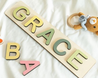 Wooden Name Puzzle Personalized,Toys For Toddler,Easter Gift For Baby,Newborn Gift,Baby Shower Gift,First Birthday Gift,Baby Girl Gift