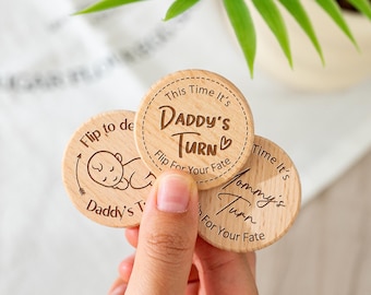 New Parent Decision Flip Coin,Engraved Baby Decision Coin,Personalized Dads Turn Decision Coin,Newborn Baby Shower Gift,Baby Decision Making