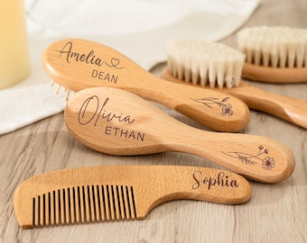 Personalized Wooden Baby Hairbrush,Custom Baby Soft Hair Brush,Engraved Baby Brush,Baby Keepsake Gift,Baby Shower,New Mom Gift,Newborn Gift
