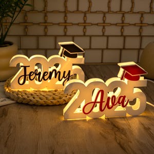 Gepersonaliseerde 2025 afstudeer lightbox, klasse van 2025-nachtlampje met naam, afstudeercadeaus voor afgestudeerde, afstudeercadeau college middelbare school