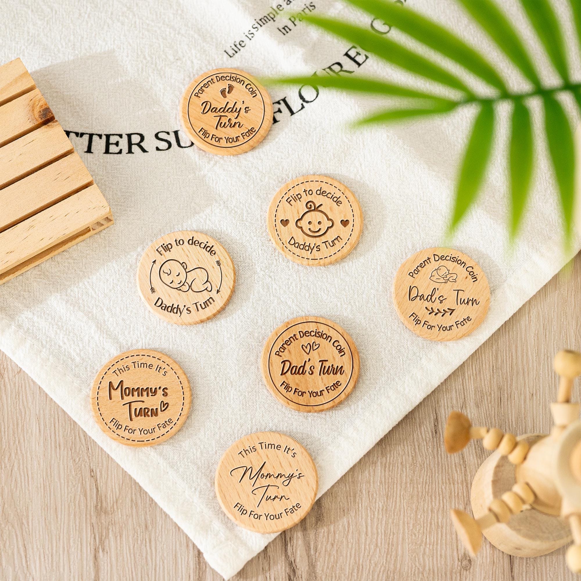 新米パパのための決断コイン | 刻印入りベビー決断コイン | 親御さんのためのフリップコイン | パーソナライズされたパパのための決断コイン |  新生児ベビーシャワーギフト