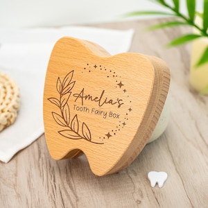 Caja de madera para el Hada de los Dientes, recuerdo para los dientes de leche, bandejas para el Hada de los Dientes, regalo de bautizo, regalo para baby shower, regalo de Pascua para niños.