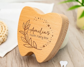 Tooth Fairy Box,Wooden Tooth Box Keepsake,Baby Tooth Keepsake,Tooth Fairy Trays,Christening Gift,Baby Shower Gift,Baby Easter Gift For Kids