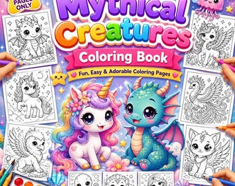 Mythical Creatures Coloring Book | Fantasy Coloring Pages | Printable PDF