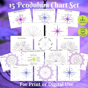 Pendulum Dowsing Charts Bundle: 13 Printable Spiritual Guidance Boards (Instant Download)
