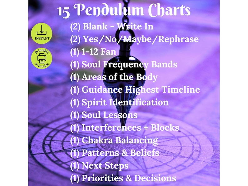 Pendulum Dowsing Charts Bundle: 13 Printable Spiritual Guidance Boards (Instant Download) image 2