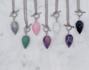 Silver Crystal Pendulum Necklace