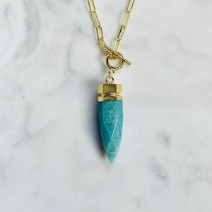Crystal Pendulum Necklace: 18k Gold Paperclip Chain