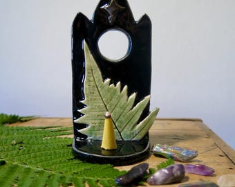 Candelabro de bosque hecho a mano – Decoración de cerámica inspirada en la naturaleza – Regalo rústico