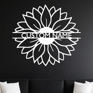 Personalized Metal Flower Sign,Custom Text Wall Art Sign,Artistic Metal Work,Home Decor,Porch Hangings,Housewarming Gift,Flower Gift for Her
