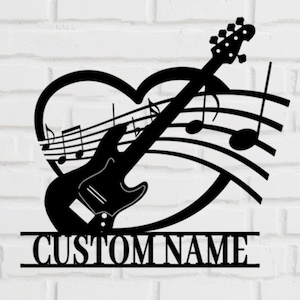 Personalized Guitar Metal Sign,Music Notes Metal Wall Art,Music Room Sign,Custom Text Metal Sign,Music Teacher Gifts,Gifts for Music Lover