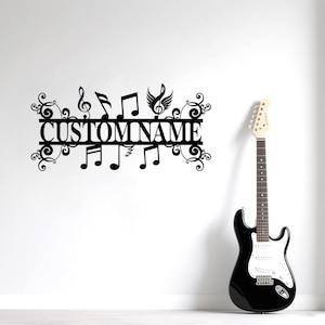 Personalized Music Symbols Metal Sign,Music Notes Metal Sign,Custom Text Metal Sign,Music Room Wall Art for Music Teacher,Music Lover&#39;s Gift