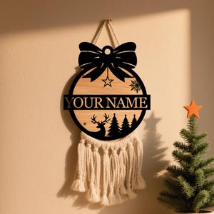 Custom Christmas Bauble Metal Sign, Personalized Name Wall Art,Iron Decor, Holiday Home Emblem, Durable Wall Decoration,Merry Christmas Gift