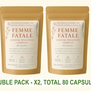 2x 40 Capsules Femme Fatale Female Libido Support Herbal Sensual Wellness Complex: Maca Root Shilajit Ginseng Adaptogen Aphrodisiac, Pills