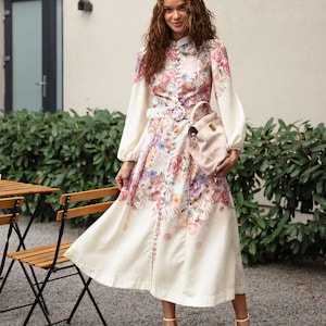 Women’s Floral Midi Dress, Summer Party Dress , Romantic Floral Print, Casual Floral Dress, Floral Summer Dress