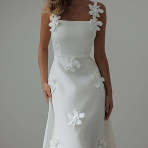 ethereal bridesmaid dresses Ethereal Pale Blue Wedding Dress: Tulle Sleeves Floral bridal gown