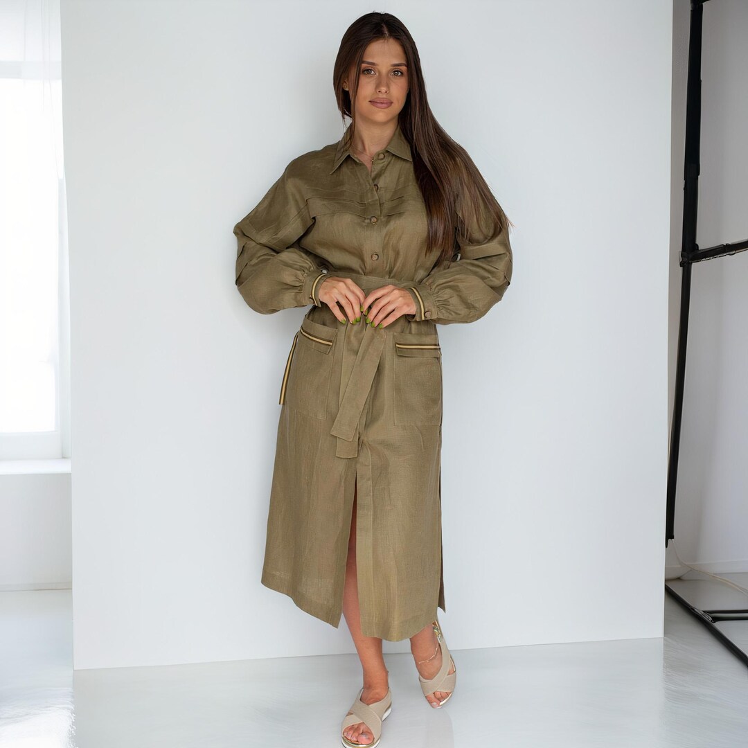 Women S Long Linen Dress Shirt