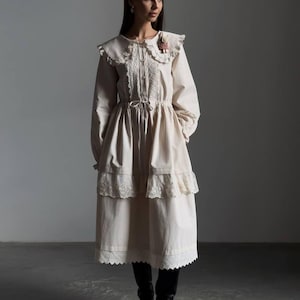Vintage Midi Dress – Vintage Inspired Dress, Women’s Long Sleeve Dress, Renaissance Victorian Style, Modest Collared Dress