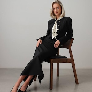Women’s Black Suit Set – Formal Blazer & Skirt | Business Casual Ladies Suit | Summer Classy Skirt Suit | Elegant Women&#39;s Suit Jacket