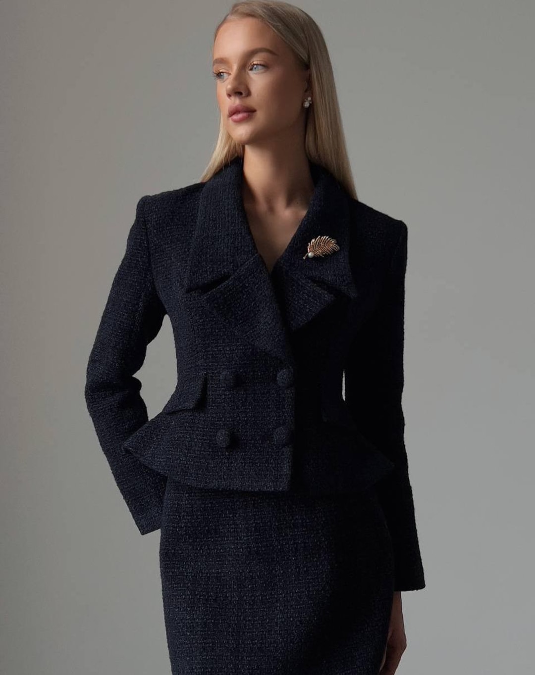 Vintage Soutache Skirt and Blazer Power Suit
