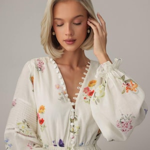 Women’s Floral Midi Dress, Summer Party Dress , Romantic Floral Print, Casual Floral Dress, Floral Summer Dress, Garden Party Dress