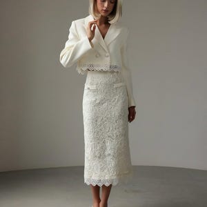 Ivory Women’s Suit Set – Blazer and Skirt | Bridal Suit, Summer Ladies Suit, Formal Skirt Suit, Women’s Suit Jacket, Wedding Suit