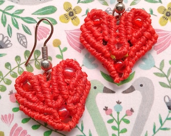 Micro Macrame Heart Tutorial - Macrame earrings, rings, pendant piece easy textile hearts jewelty pattern VIDEO