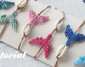 Micro Macrame Mermaid Tail / Whale Pattern Tutorial (PDF Pattern) Anhänger, Armbänder, Ohrringe, Halskette - Macrame Jewelty Tutorial