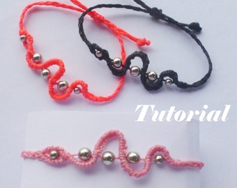 Macrame Bracelet Tutorial - Snake Bracelet Micro macrame jewelty pattern - Snake protection adjustable Bracelet - Snake amulet bangle