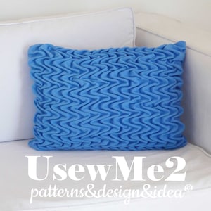 Smocked Pillow Sew Pattern Waves rectangle hand sew cushion PHOTO tutorial Canadian smocking decorative sew quilted pillow smocked pattern image 1