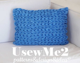 Smocked Pillow Sew Pattern Waves rectangle hand sew cushion PHOTO tutorial - Canadian smocking decorative sew quilted pillow smocked pattern