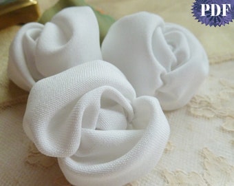 Fabric Flowers tutorial Couture Rosettes - hair accessories, embelishment, baby prop romantic easy pattern with template sew PHOTO tutorias